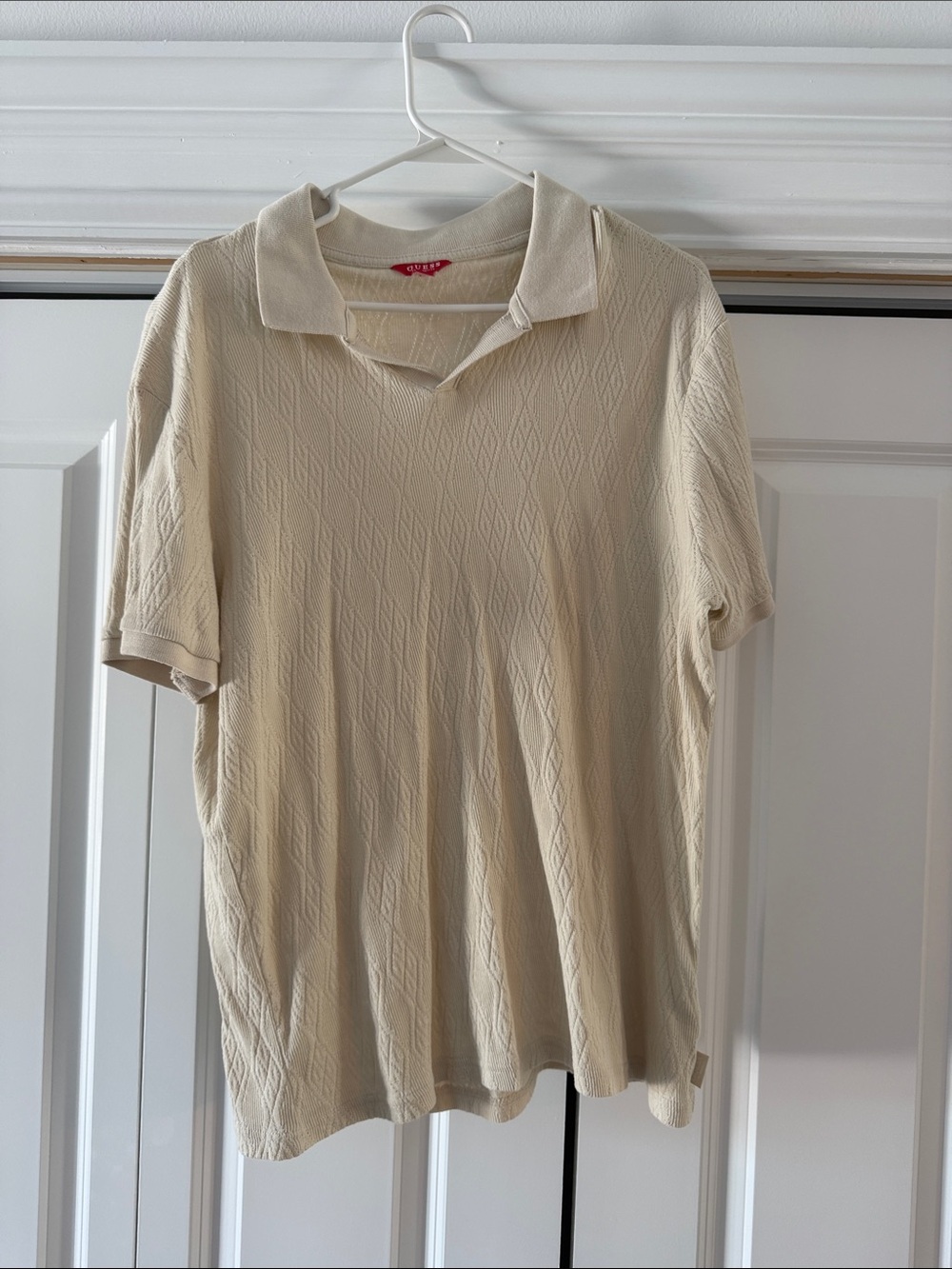Guess Men's Cream Short Sleeve Polo